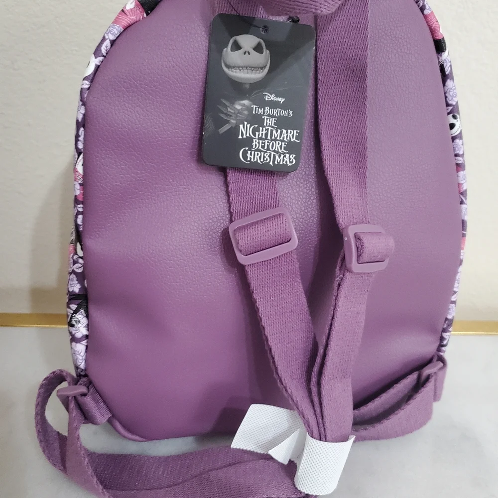 The Nightmare Before Christmas Jack And Sally Purple Rose Backpack NWT Unisex